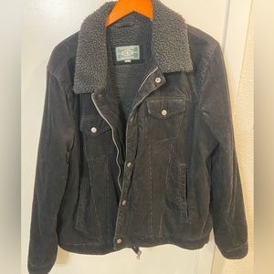 Black Corduroy Sherpa Collar Jacket